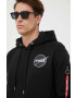 Alpha Industries felső x Nasa Dark Side Hoody fekete férfi nyomott mintás kapucnis - Pepit.hu