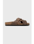 Birkenstock papucs velúrból Lugano barna férfi - Pepit.hu