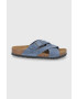 Birkenstock papucs velúrból Lugano zöld férfi - Pepit.hu