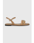 Calvin Klein bőr szandál ALMOND SANDAL W/HW bézs női HW0HW01483 - Pepit.hu