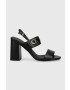 Calvin Klein bőr szandál BLOCK HL SANDAL 85HH W/HW fekete HW0HW01486 - Pepit.hu