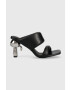 Karl Lagerfeld bőr papucs IKON HEEL fekete női magassarkú KL39005 - Pepit.hu