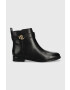 Lauren Ralph Lauren bőr csizma Burnished Calf Briele fekete női lapos talpú 802882390002 - Pepit.hu