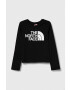 The North Face gyerek pamut hosszú ujjú felső L/S EASY TEE fekete nyomott mintás - Pepit.hu