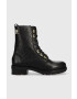 Tommy Hilfiger bőr bakancs Th Monogram Biker Boot fekete női lapos talpú - Pepit.hu