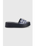 Tommy Hilfiger bőr papucs TH SLIP ON SANDAL FLATFORM MONO sötétkék női platformos FW0FW07244 - Pepit.hu