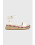 Tommy Hilfiger bőr szandál LOW WEDGE SANDAL fehér női platformos - Pepit.hu