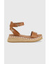 Tommy Hilfiger bőr szandál LOW WEDGE SANDAL barna női platformos - Pepit.hu