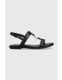 Tommy Hilfiger bőr szandál TH FLAT SANDAL fekete női - Pepit.hu