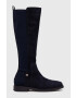 Tommy Hilfiger csizma ESSENTIALS LONGBOOT fekete női lapos talpú FW0FW07476 - Pepit.hu