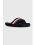 Tommy Hilfiger papucs Th Home Slipper Sherpa Fur sötétkék - Pepit.hu