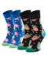 Happy Socks 2 pár hosszú szárú unisex zokni XSNA02-6300 Fekete - Pepit.hu