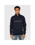 Tommy Hilfiger Pulóver Logo Mockneck MW0MW20954 Sötétkék Regular Fit - Pepit.hu