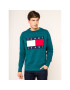 Tommy Jeans Pulóver Flag Crew DM0DM07201 Zöld Regular Fit - Pepit.hu