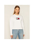 Tommy Jeans Pulóver Flag Crew DW0DW08548 Fehér Regular Fit - Pepit.hu