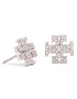 Tory Burch Fülbevaló Crystal Logo Stud Earring 53423 Ezüst - Pepit.hu