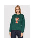 Vero Moda Pulóver Reindeer 10262925 Zöld Relaxed Fit - Pepit.hu