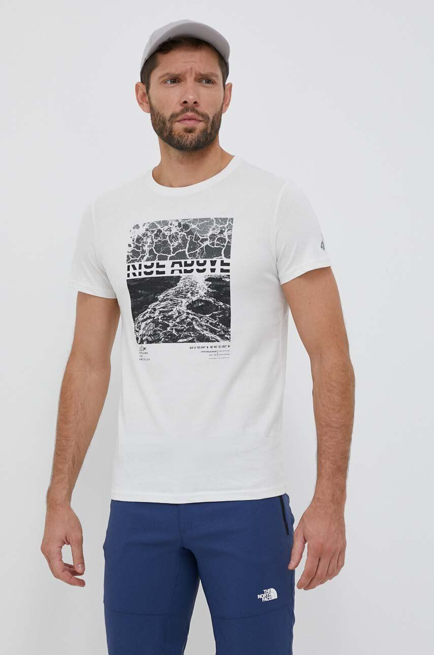 4F t-shirt fehér férfi nyomott mintás - Pepit.hu