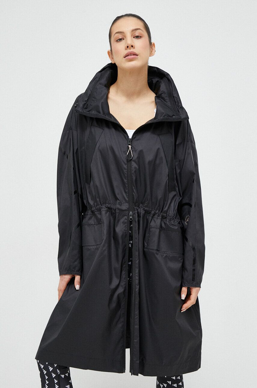 adidas by Stella McCartney parka női fekete átmeneti oversize - Pepit.hu