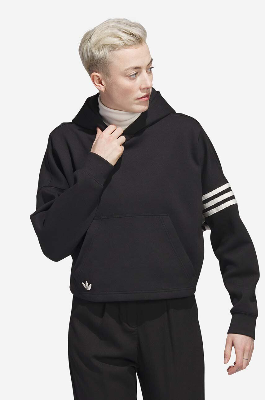 adidas Originals felső Adicolor Neuclassics Hoodie fekete női nyomott mintás kapucnis - Pepit.hu