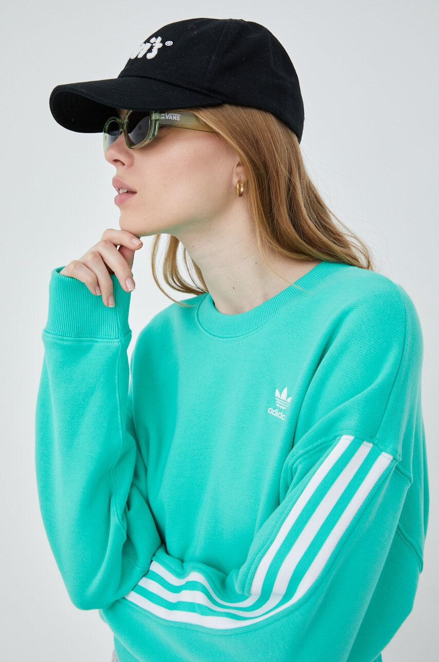 adidas Originals pamut melegítőfelső Adicolor HE9735 zöld női nyomott mintás - Pepit.hu