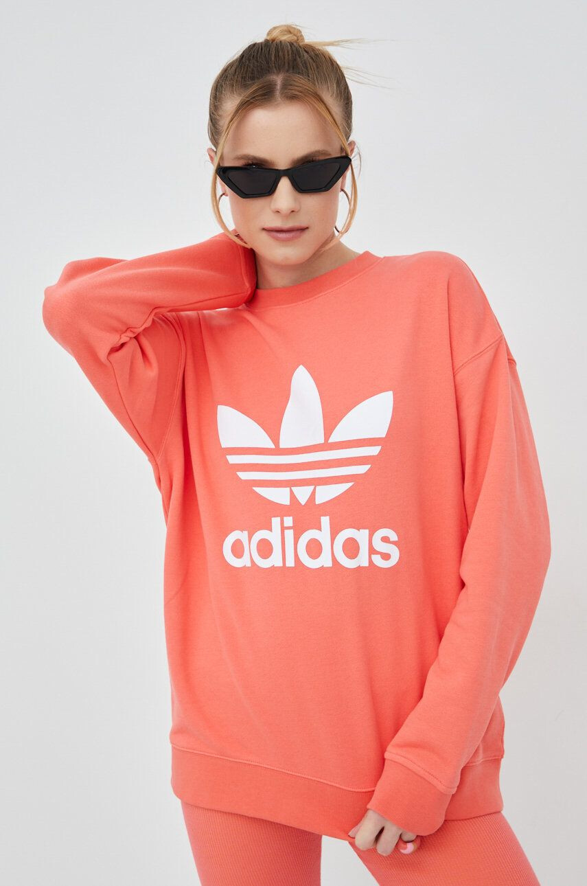 adidas Originals pamut melegítőfelső HE9537 narancssárga női nyomott mintás - Pepit.hu