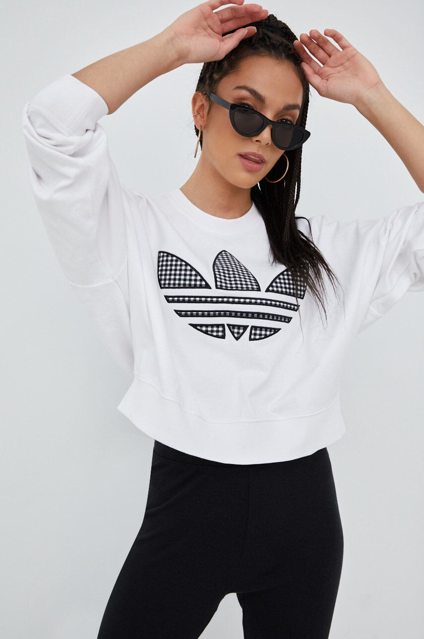 adidas Originals pamut melegítőfelső Trefoil Moments HB9443 fehér női nyomott mintás - Pepit.hu