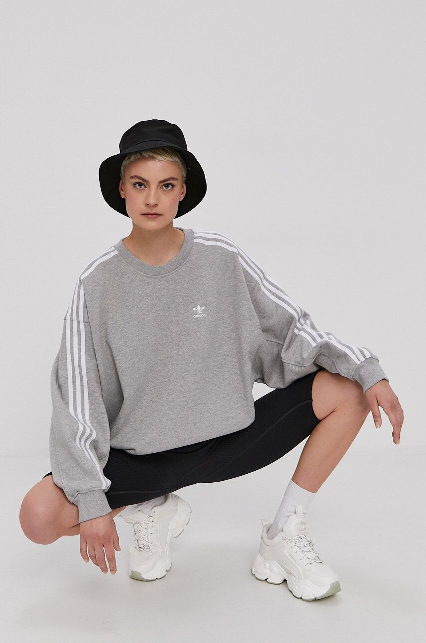 adidas Originals pamut melegítőfelső H33538 szürke női nyomott mintás - Pepit.hu