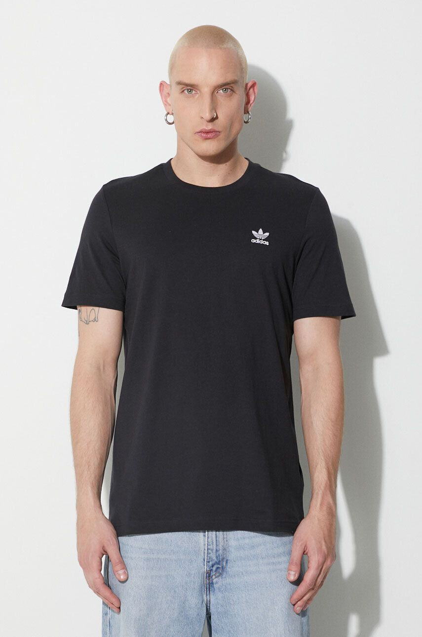 adidas Originals pamut póló Trefoil Essentials Tee fekete sima - Pepit.hu