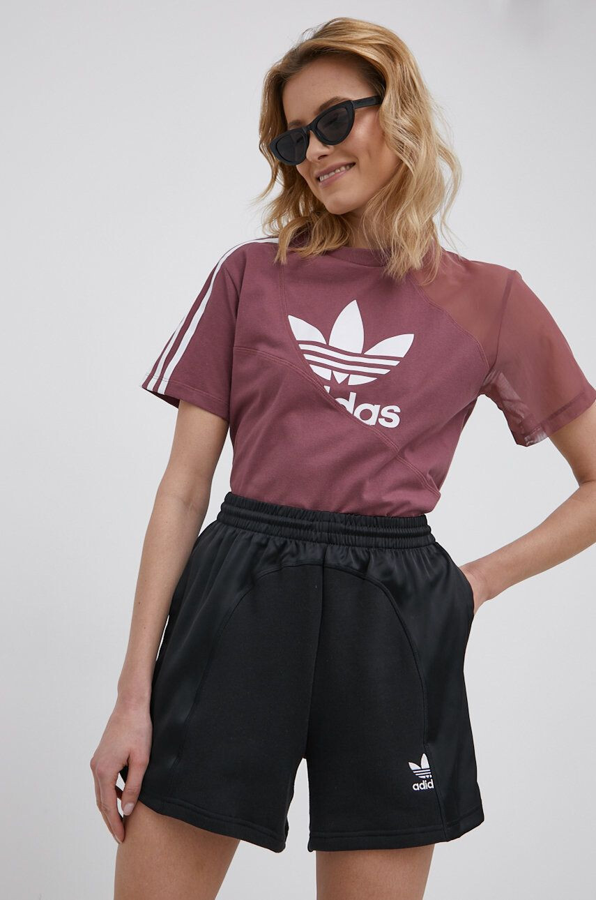 adidas Originals rövidnadrág Adicolor HC7036 női fekete sima magas derekú - Pepit.hu