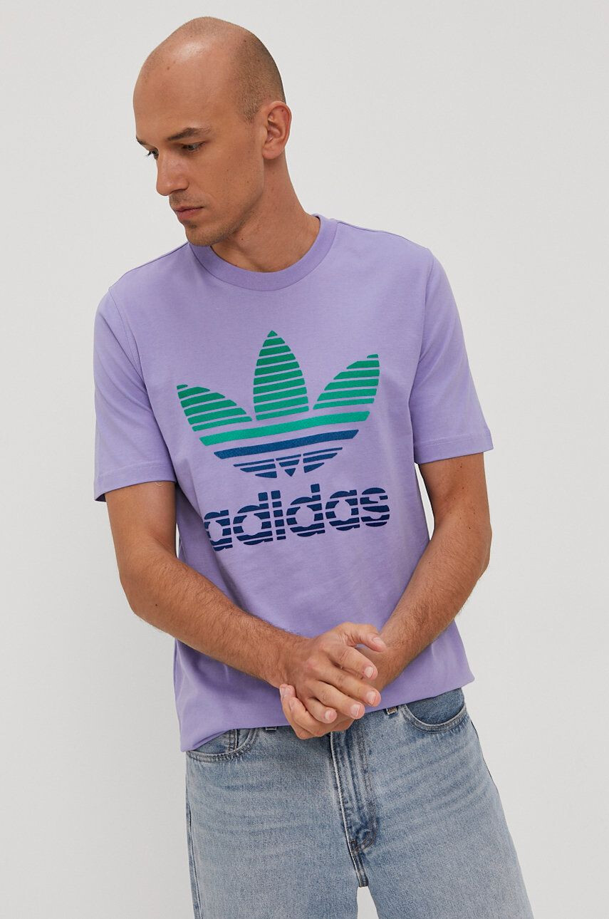 adidas Originals t-shirt lila férfi nyomott mintás - Pepit.hu