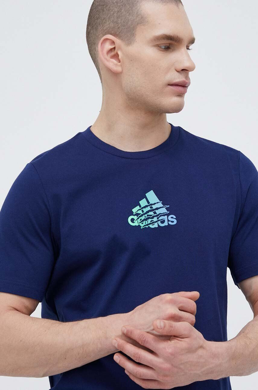 adidas pamut póló sötétkék nyomott mintás - Pepit.hu