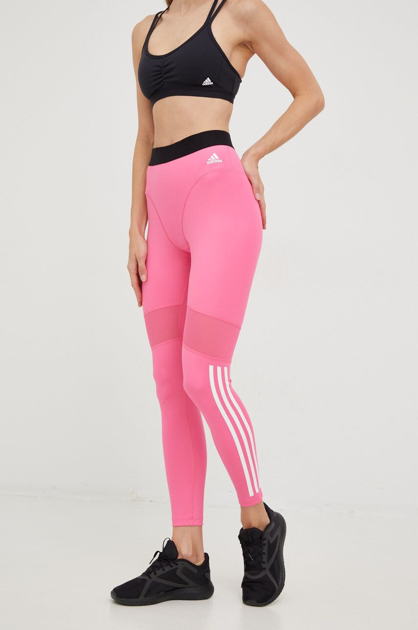 adidas Performance edzős legging Hyperglam 3-stripes rózsaszín női nyomott mintás - Pepit.hu