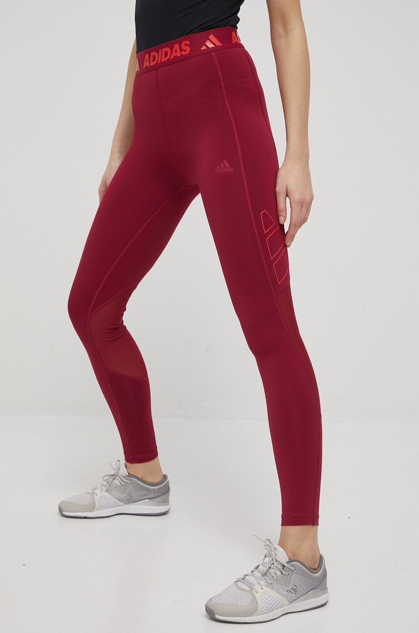 adidas Performance edzős legging Tech Fit 3 Bar HD1986 bordó női nyomott mintás - Pepit.hu