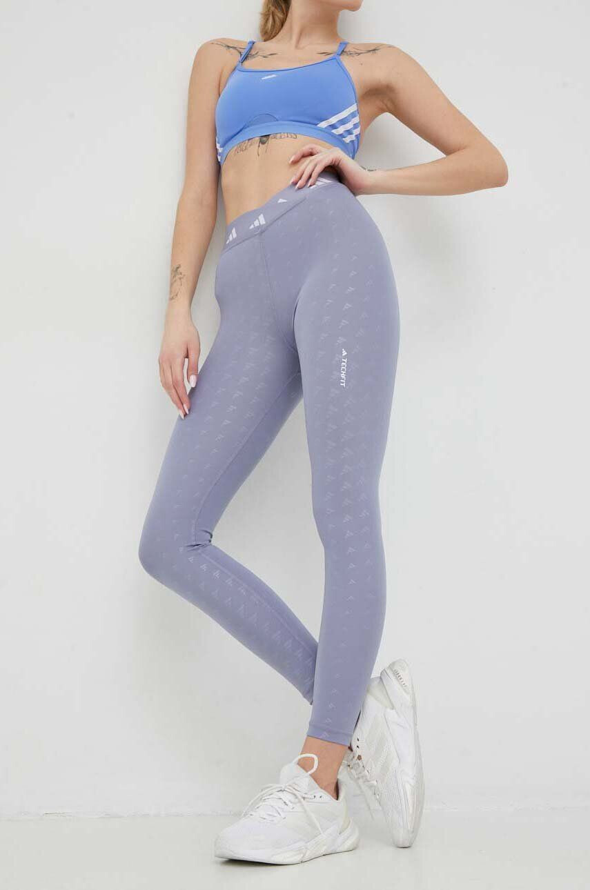 adidas Performance edzős legging Techfit Brand Love lila női mintás - Pepit.hu