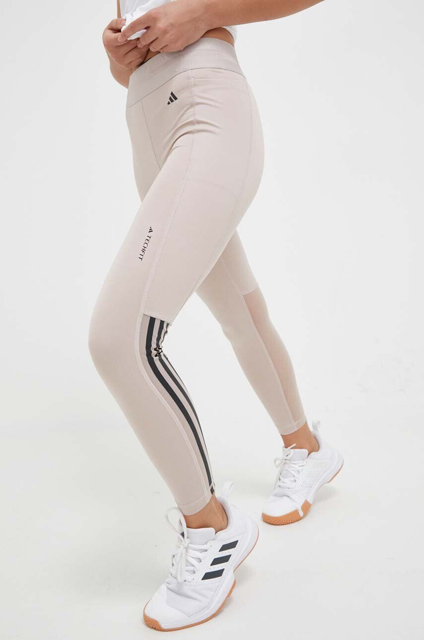 adidas Performance edzős legging Techfit Hyperglam bézs nyomott mintás - Pepit.hu