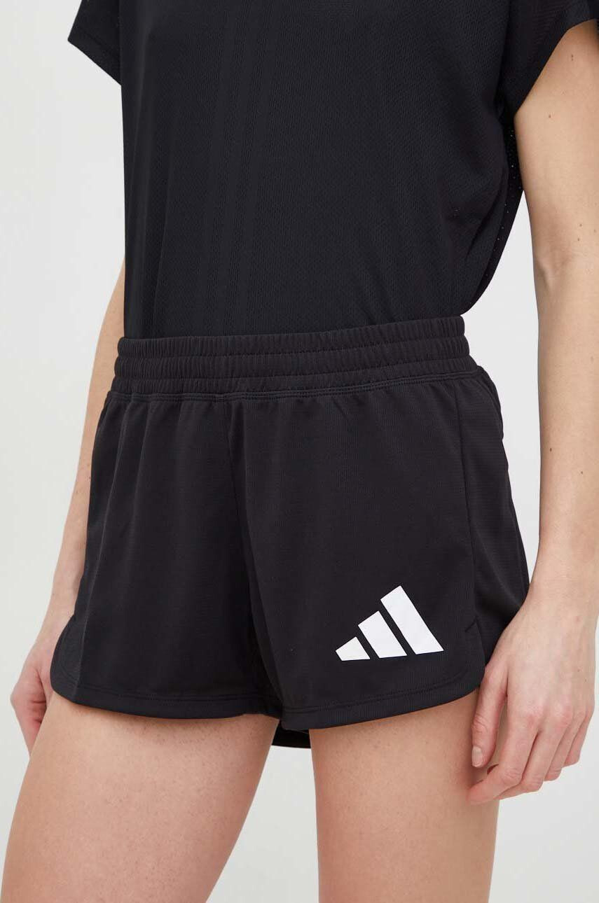 adidas Performance edzős rövidnadrág Pacer 3-Bar női fekete nyomott mintás magas derekú - Pepit.hu