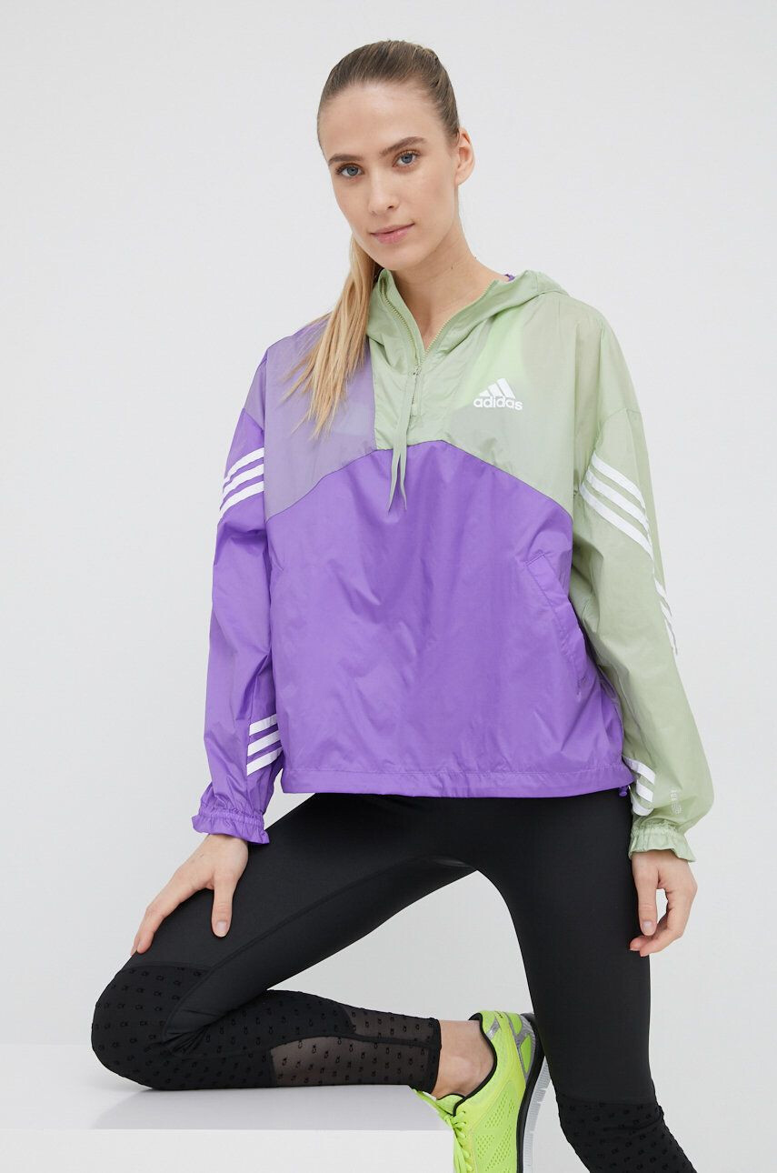 adidas Performance széldzseki Back To Sport H48581 lila átmeneti oversize - Pepit.hu