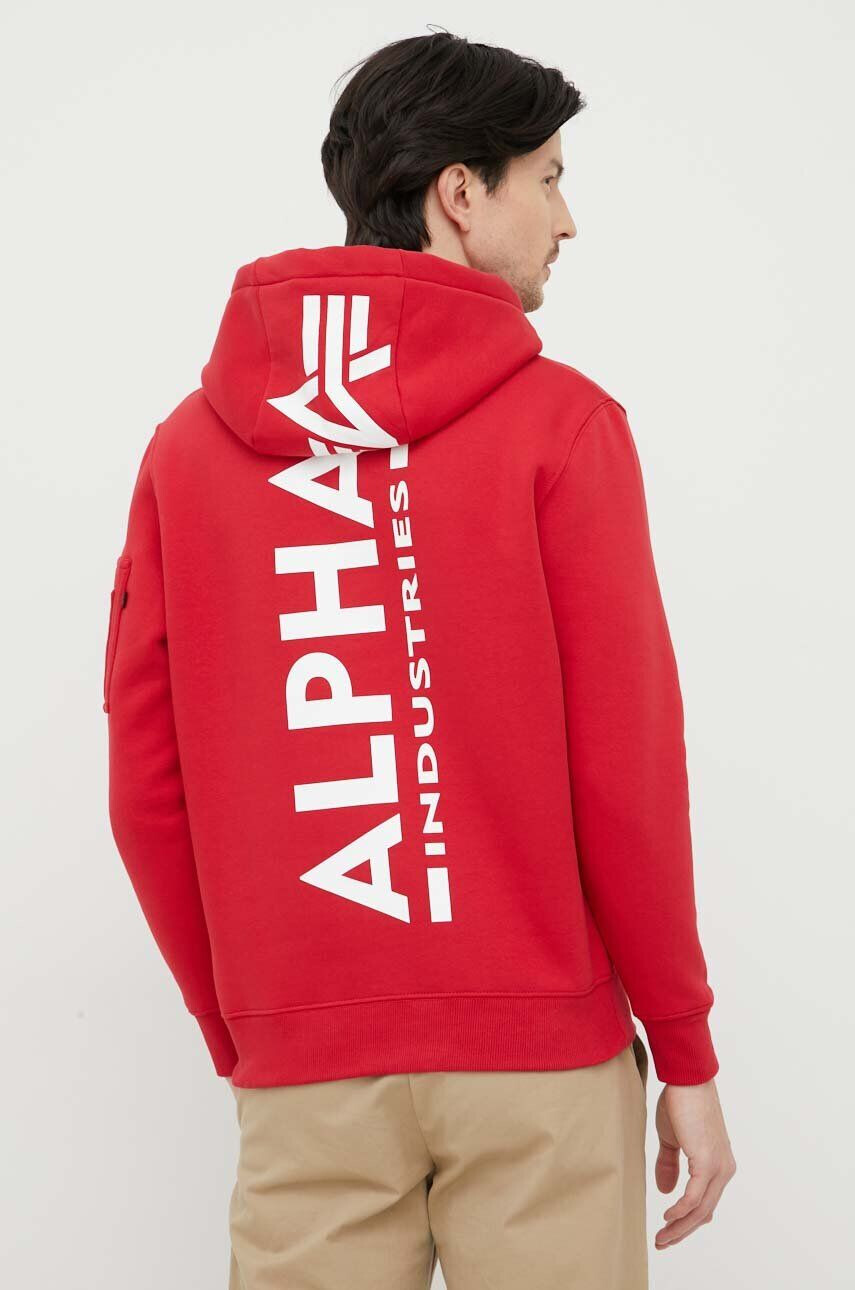 Alpha Industries felső piros férfi nyomott mintás kapucnis - Pepit.hu