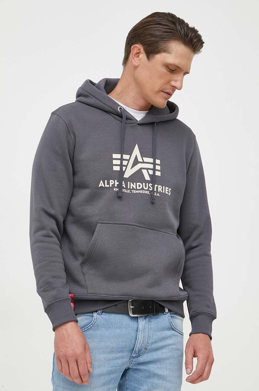 Alpha Industries felső Basic szürke férfi nyomott mintás kapucnis - Pepit.hu