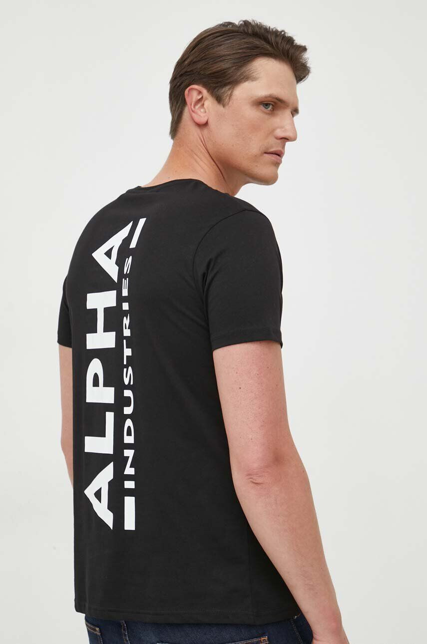 Alpha Industries pamut póló Backprint T 128507 03 fekete nyomott mintás - Pepit.hu