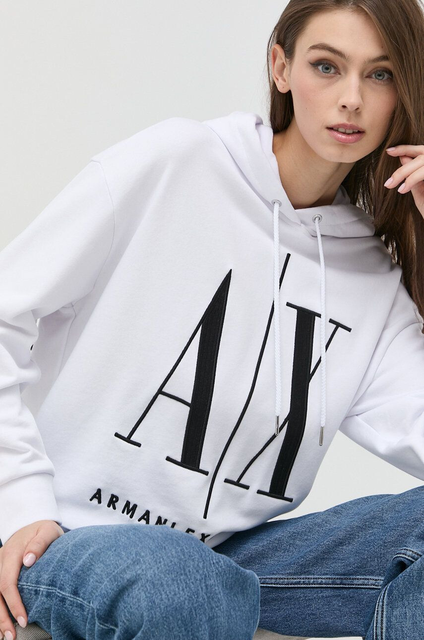 Armani Exchange pamut melegítőfelső fehér női nyomott mintás - Pepit.hu