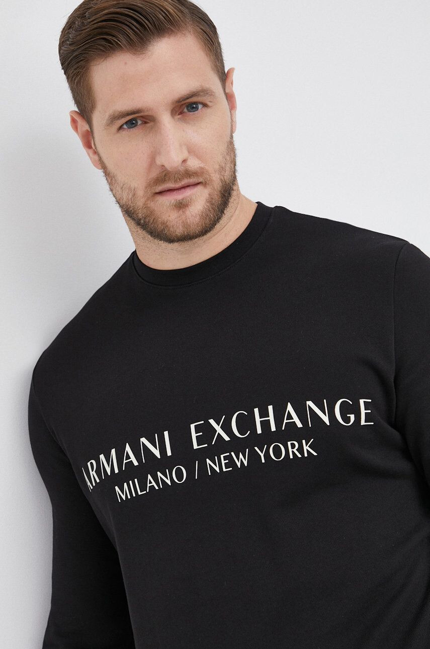 Armani Exchange pamut melegítőfelső fekete férfi nyomott mintás - Pepit.hu