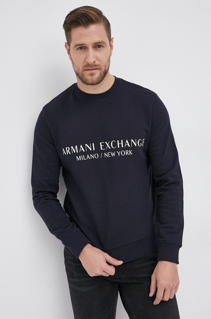 Armani Exchange pamut melegítőfelső sötétkék férfi nyomott mintás - Pepit.hu