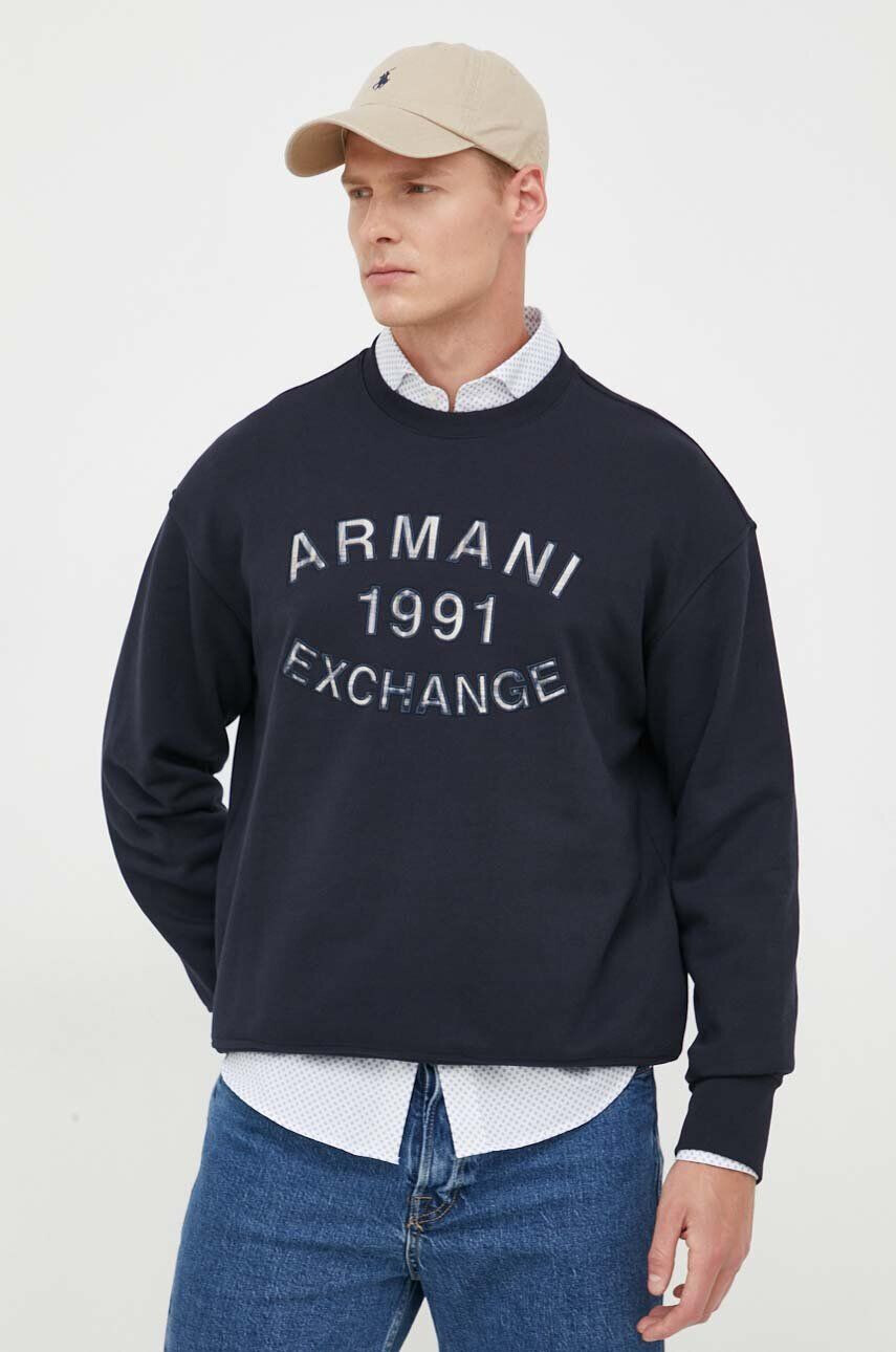 Armani Exchange pamut melegítőfelső sötétkék férfi nyomott mintás - Pepit.hu