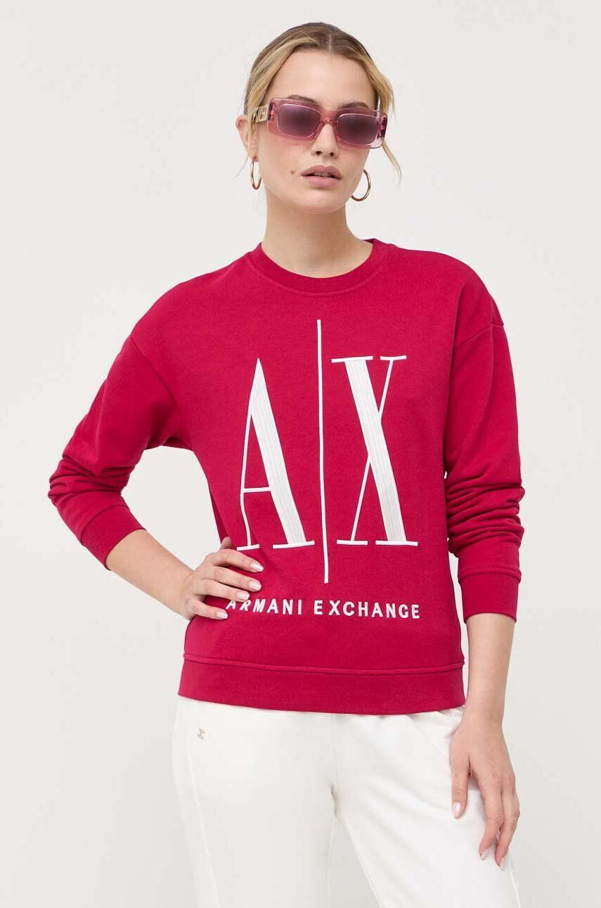 Armani Exchange pamut melegítőfelső rózsaszín női nyomott mintás - Pepit.hu