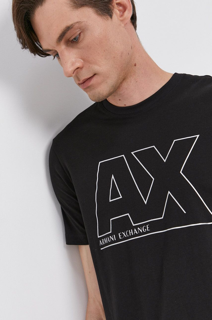 Armani Exchange pamut póló fekete nyomott mintás - Pepit.hu