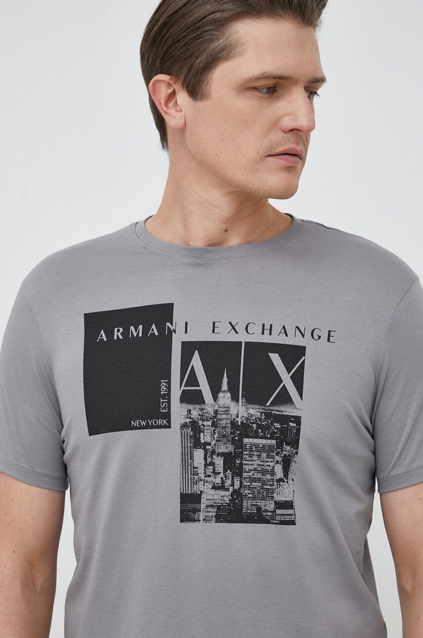 Armani Exchange pamut póló szürke mintás - Pepit.hu