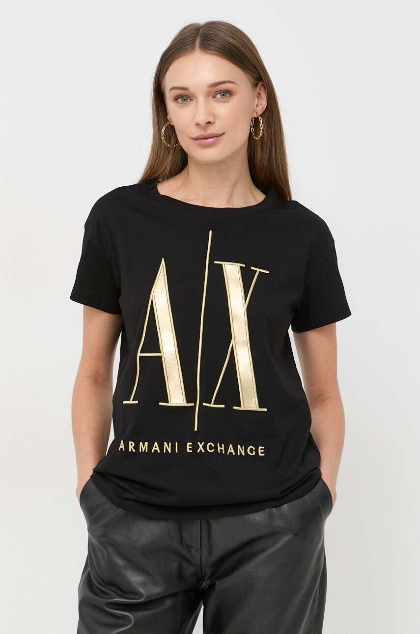 Armani Exchange pamut póló fekete - Pepit.hu