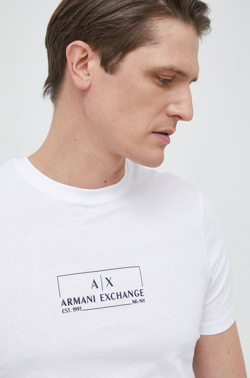 Armani Exchange pamut póló fehér nyomott mintás - Pepit.hu